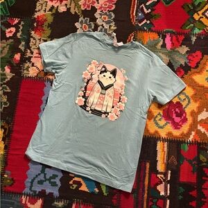 UNWORN National Cherry Blossom Festival Cat Graphic T-Shirt in Mint Green